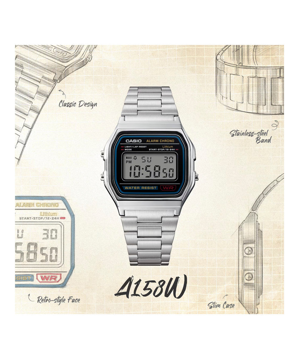 RELOJ CASIO VINTAGE A158WA-1DF-PLATEADO - Tiendas Casio TITEC