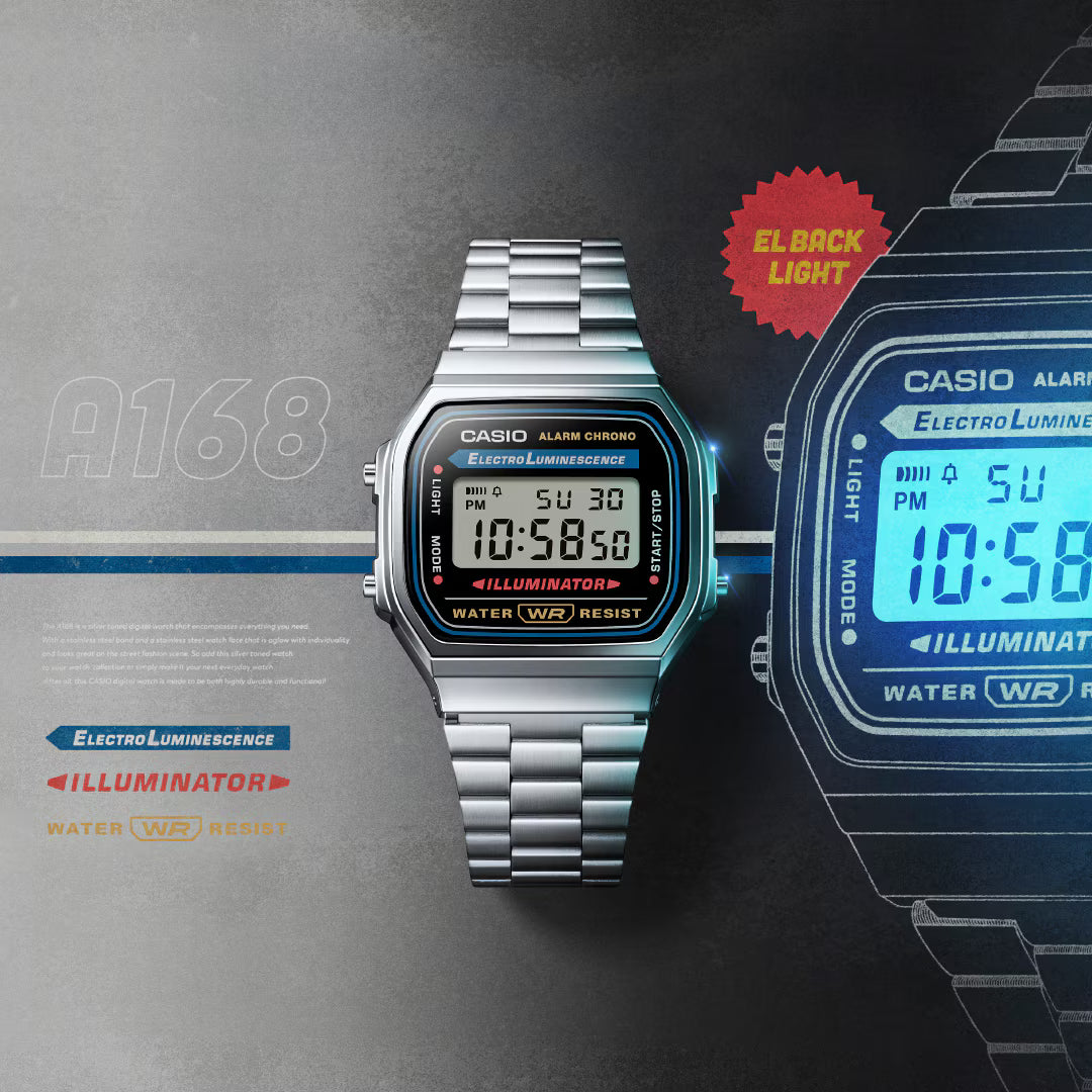 RELOJ CASIO VINTAGE A168WA-1WDF -PLATEADO - Tiendas Casio TITEC
