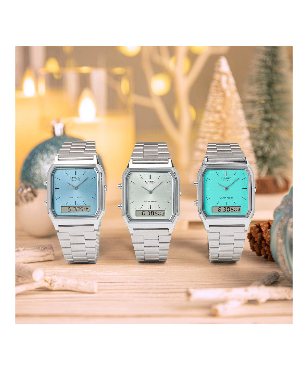 RELOJ CASIO VINTAGE AQ-230A-7AMQYDF -PLATEADO - Tiendas Casio TITEC