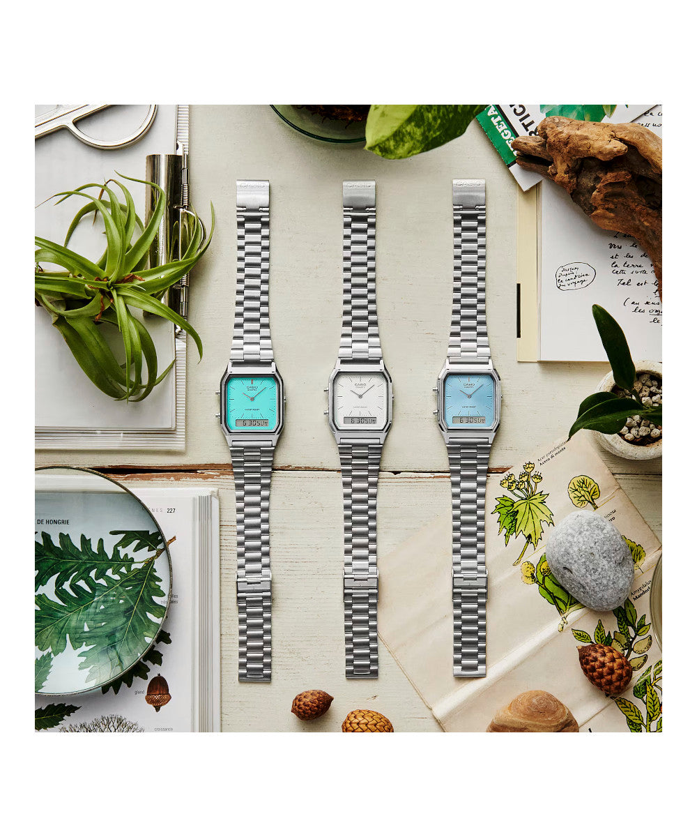 RELOJ CASIO VINTAGE AQ-230A-7AMQYDF -PLATEADO - Tiendas Casio TITEC