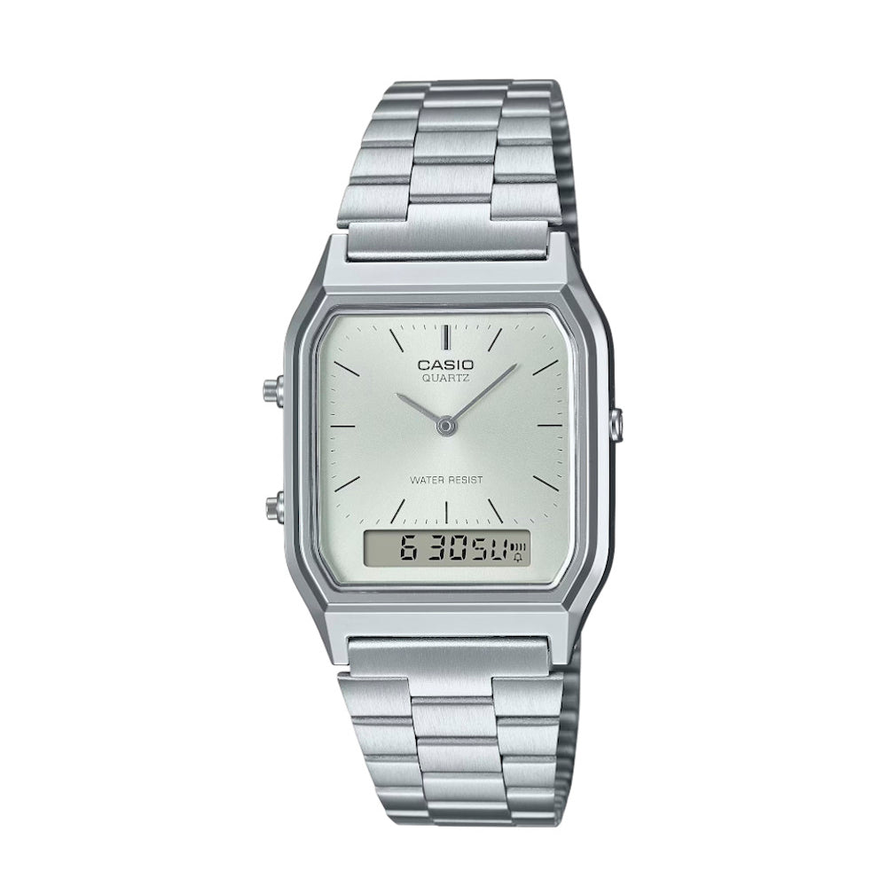 RELOJ CASIO VINTAGE AQ-230A-7AMQYDF -PLATEADO - Tiendas Casio TITEC