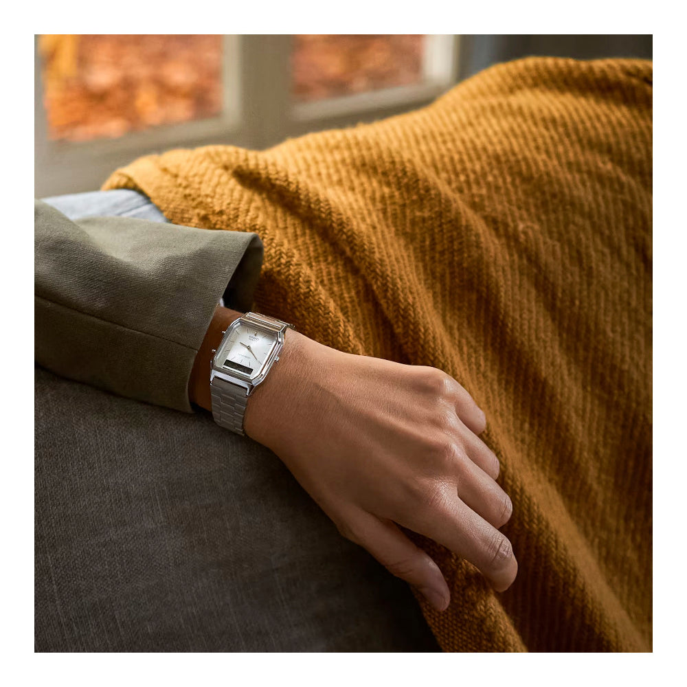 RELOJ CASIO VINTAGE AQ-230A-7AMQYDF -PLATEADO - Tiendas Casio TITEC