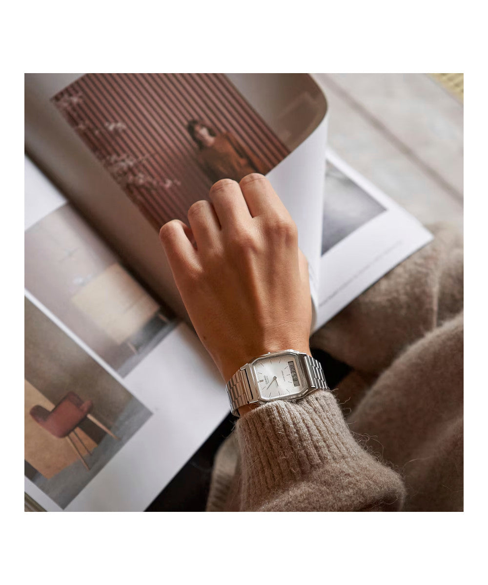 RELOJ CASIO VINTAGE AQ-230A-7AMQYDF -PLATEADO - Tiendas Casio TITEC