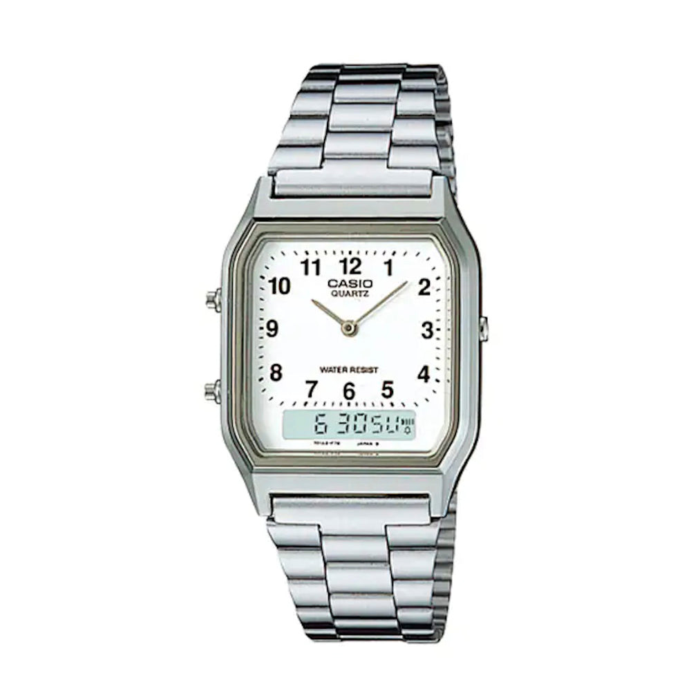 RELOJ CASIO VINTAGE AQ-230A-7BMQ -PLATEADO - Tiendas Casio TITEC