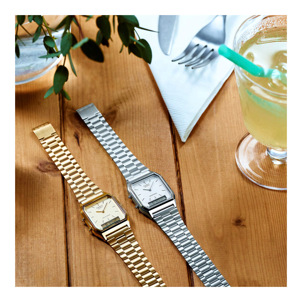 RELOJ CASIO VINTAGE AQ-230A-7BMQ -PLATEADO - Tiendas Casio TITEC