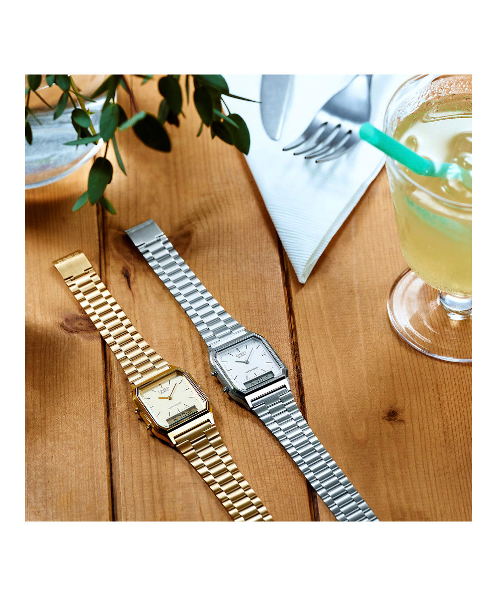 RELOJ CASIO VINTAGE AQ-230A-7BMQ -PLATEADO - Tiendas Casio TITEC