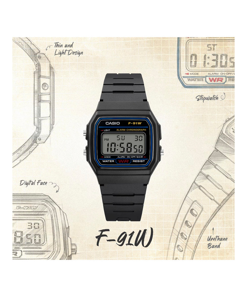 RELOJ CASIO F-91W-1DG -NEGRO - Tiendas Casio TITEC