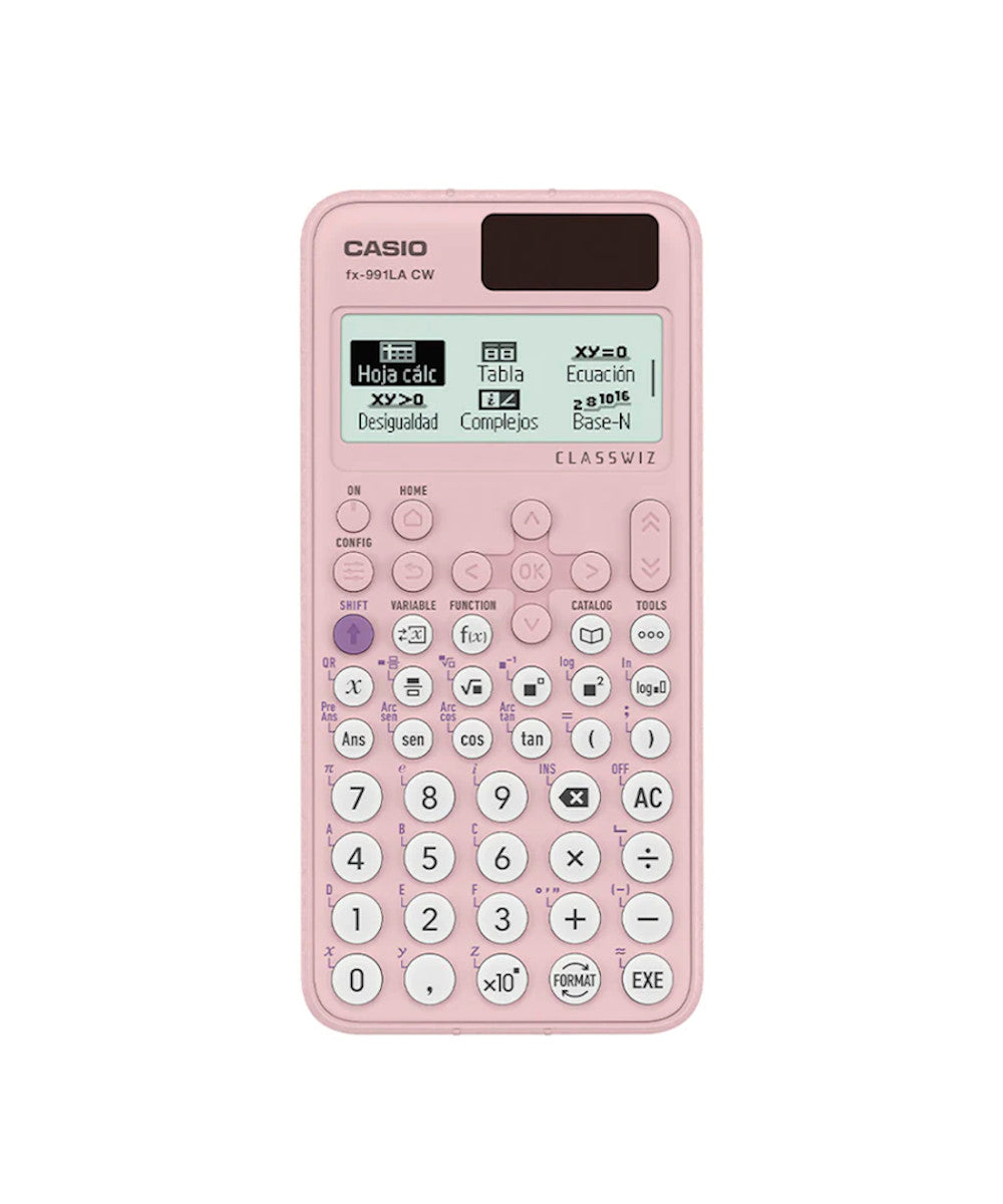 CALCULADORA CASIO ESCUELA Y UNIVERSIDAD FX-991LACW-PK-W-DT -ROSADA - Tiendas Casio TITEC
